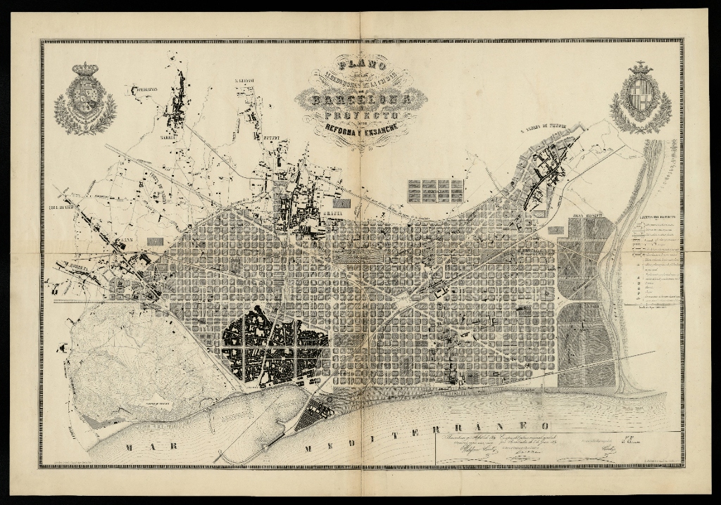 Original 1859 plan of the Barcelona expansion by Ildefons Cerdà